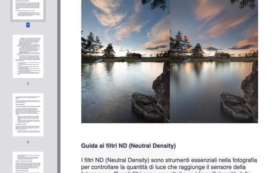 Guida all’uso dei filtri ND, scarica il pdf gratis